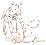  animal_humanoid aogami breasts canine collar dog dog_humanoid eyes_closed female hair human humanoid k-on kneeling licking long_hair mammal monochrome nude open_mouth side_boob sitting tongue tongue_out transformation young 