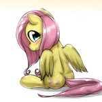  2015 behind-space blush cute equine female feral fluttershy_(mlp) friendship_is_magic mammal my_little_pony pegasus smile solo wings 