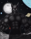  2015 abs anthro biceps black_fur collaboration deity equine front_view frost_eleven fur giant growth horse looking_at_viewer macro male mammal mega moon muscular nipples notveryathletic outer_space outside pecs planet sharp_claws sky space star tera titan 