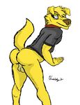  2015 backsack balls bojack_horseman bottomless butt canine clothed clothing dog fur half-closed_eyes half-dressed labrador looking_back male mammal mr._peanutbutter raised_tail rear_view simple_background solo thunderhusky white_background yellow_fur 