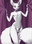  2015 ankh anthro bulge canine clothed clothing crossdressing curtains ear_piercing etheras eyelashes fennec fox front_view fur girly leotard male mammal nateday piercing skimpy solo tight_clothing white_fur wide_hips yellow_eyes 