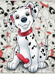  101_dalmatians animal_genitalia balls black_nose brown_eyes canine collar dalmatian disney dog erection feral fur looking_at_viewer male mammal penis precum solo spots white_body 