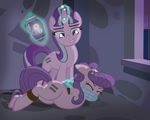  2015 blue_eyes bound buttons cutie_mark duo equine eyes_closed female friendship_is_magic gag glowing hair horn horse inside jar levitation lying magic mammal multicolored_hair my_little_pony pony purple_hair radiantrealm restrained rope sparkles starlight_glimmer_(mlp) suri_polomare_(mlp) unicorn 