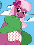  anthro anthrofied braces cheerilee_(mlp) clothed clothing dress earth_pony equine female friendship_is_magic fur green_eyes hair horse low-angle_shot mammal multicolored_hair my_little_pony panties panty_shot pony purple_fur skirt smile solo tolpain two_tone_hair underwear upskirt 