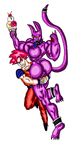  5_toes abs anthro backsack balls beerus biceps big_muscles claws clothed clothing collar dragon_ball duo fur furthercrane goku grin hair human male mammal muscular nude pecs pink_hair purple_fur quads running simple_background spiked_collar teeth toe_claws toes vein white_background 