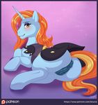 2015 animal_genitalia anus anuvia blush butt clothing equine equine_pussy eyeshadow female feral friendship_is_magic hair horn looking_at_viewer makeup mammal multicolored_hair my_little_pony puffy_anus pussy sassy_saddles_(mlp) smile solo unicorn yellow_eyes 