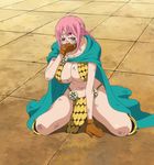  1girl armor bare_legs bikini_armor breasts cap crying dressrosa female gladiator gloves large_breasts long_hair one_piece pink_hair rebecca_(one_piece) screencap solo stitched tears 