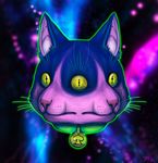  abstract_background cat collar cool_colors feline fur mammal multicolored_fur multiple_eyes pink_fur purple_fur sazzer space spade surreal two_tone_fur yellow_eyes 