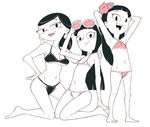 3girls armpits arms_up artist_request bikini breasts cleavage family flat_chest lips looking_at_viewer micro_bikini milf monochrome mother_and_daughter multiple_girls navel phineas_and_ferb ponytail simple_background small_breasts stacy_hirano sunglasses swimsuit 