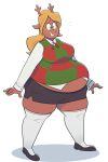  alpha_channel anthro belly big_belly blonde_hair breasts cervine clothing deltarune female hair mammal noelle_holiday overweight overweight_female reindeer ridiculouscake solo thick_thighs video_games 