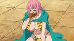  1girl armor bare_legs bikini_armor breasts cap crying dressrosa female gladiator large_breasts long_hair one_piece pink_hair rebecca_(one_piece) screencap solo tears 