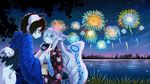  anthro arctic_fox canine couple distant_city duo feline female firefly fireworks fox japanese_festival kalmia kiritsune leopard male male/female mammal night poro romantic snow_leopard sollyz star water 