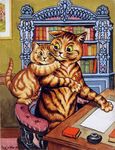  age_difference ambiguous_gender book bookcase brown_fur cat chair cub desk detailed_background duo ears_down feline fur holding hug inkwell inside license_info louis_wain mammal nude painting painting_(artwork) pen public_domain raised_tail semi-anthro sitting size_difference striped_fur stripes tan_fur traditional_media_(artwork) whiskers yellow_eyes young 