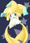  ambiguous_gender blush green_eyes humanoid jirachi legendary_pok&eacute;mon navel nintendo open_mouth pok&eacute;mon simple_background solo tears ukan_muri video_games 