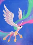  2015 ajvl equine female flying friendship_is_magic gold_(metal) hair horn long_hair mammal multicolored_hair my_little_pony necklace princess_celestia_(mlp) solo sparkles wing_ears winged_unicorn wings 