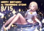 bangs bare_legs birthday blonde_hair blouse blue_eyes blush character_name cup dated elbow_gloves eyelashes finger_to_mouth flower gloves hair_over_shoulder happy_birthday in_container in_cup irua knees_up long_hair looking_at_viewer minigirl no_socks open_mouth parted_bangs partially_submerged pretty_(series) pretty_rhythm pretty_rhythm_rainbow_live puffy_short_sleeves puffy_sleeves pumps purple_eyes reclining shoe_dangle short_sleeves smile solo sparkle takanashi_otoha teacup twintails water wet white_blouse white_gloves yellow_flower 