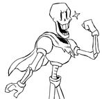  armor black_and_white bone male monochrome open_mouth papyrus_(undertale) skeleton smile solo tinybeasts undertale 