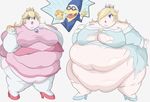  2girls artist_request blonde_hair blue_eyes blush breasts cleavage green_eyes high_heels kamek looking_at_viewer multiple_girls obese princess_peach rosalina_(mario) rosetta_(mario) super_mario_bros. super_mario_galaxy torn_clothes 