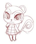  animal_crossing female looking_at_viewer mammal monochrome nintendo pecan_(animal_crossing) rodent solo squirrel unknown_artist video_games 