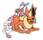  2015 anal anal_penetration balls big_balls big_penis blush butt duo eeveelution erection fangs feral flareon fur male male/male mammal miso_souperstar nintendo nude open_mouth penetration penis pok&eacute;mon sex simple_background sylveon teeth uncut video_games white_background 