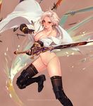  bad_id bad_pixiv_id black_footwear black_legwear blush boots bottomless breasts brown_background cape cleft_of_venus collarbone colored_pubic_hair company_name dungeon_and_fighter earrings female_slayer_(dungeon_and_fighter) fighting_stance fingerless_gloves gloves happening18 high_heel_boots high_heels holding holding_sword holding_weapon jewelry knee_pads large_breasts lips looking_at_viewer naked_cape nude_filter outstretched_arm pubic_hair pussy red_eyes short_hair solo sword sword_master_(dungeon_and_fighter) thighhighs third-party_edit uncensored watermark weapon white_hair white_pubic_hair 