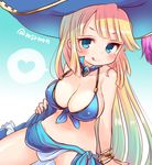  :q awilda_(p&amp;d) blonde_hair blue_eyes blush bracelet breasts cleavage front-tie_top halter_top halterneck hat heart jewelry large_breasts long_hair marshmallow_mille midriff mole puzzle_&amp;_dragons sarong solo spoken_heart tongue tongue_out twitter_username 