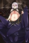  a-m arachne breasts carapace claws extra_eyes glowing glowing_eyes highres huge_breasts insect_girl lavender_hair monster_girl monster_musume_no_iru_nichijou multiple_legs navel parted_lips pelvic_curtain rachnera_arachnera red_eyes sharp_teeth silk smile solo spider_girl spider_web teeth underboob 