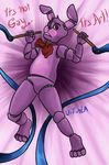  animatronic bonnie_(fnaf) bow_tie five_nighst_at_freddys five_nights_at_freddy&#039;s fur humor lagomorph machine mammal pink_eyes purple_fur rabbit ribbons robot uitinla video_games 