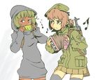  :&lt; accordion ak-47 akm assault_rifle beamed_eighth_notes beret christ-chan commentary eighth_note english_commentary flying_sweatdrops food frown fruit gun harmonica hat instrument isis-chan isis_(terrorist_group) jarv melon meme military military_uniform multiple_girls music musical_note parody playing_instrument rifle serbia serbia_strong serbian_flag squeezebox standing sweatdrop tears thighhighs uniform weapon zettai_ryouiki 