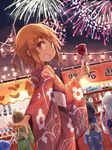  :o aerial_fireworks akatsuki_(kantai_collection) beize_(garbage) black_hair blue_eyes brown_eyes brown_hair candy_apple dutch_angle error_musume failure_penguin fang festival fireworks food girl_holding_a_cat_(kantai_collection) hair_ornament hairclip hibiki_(kantai_collection) ikazuchi_(kantai_collection) inazuma_(kantai_collection) japanese_clothes kantai_collection kimono lantern long_sleeves looking_at_viewer looking_back miss_cloud multiple_girls night night_sky open_mouth outdoors outstretched_arm outstretched_hand short_hair silver_hair sky smile stall water_yoyo wide_sleeves yukata 