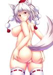  animal_ears ass ass_grab back blush breasts ebi_193 from_behind grabbing_own_ass hands_on_ass hat hat_ribbon inubashiri_momiji large_breasts looking_at_viewer looking_back nipples nude parted_lips pom_pom_(clothes) pussy red_eyes ribbon ribbon-trimmed_thighhighs ribbon_trim silver_hair solo spread_ass tail thighhighs tokin_hat touhou uncensored white_legwear wolf_ears wolf_tail 