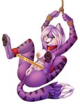  2015 alpha_channel anthro bdsm bethany_stripes big_breasts black_fur black_stripes blush bondage bound breasts cat chain claws collar cute fan_character feline female front_view fur green_eyes hair leash looking_at_viewer mammal mature_female mother multicolored_fur nude parent purple_fur purple_hair pussy rope simple_background smile solo sonic_(series) stripes tattoo tiger toe_claws transparent_background voluptuous white_fur wide_hips 