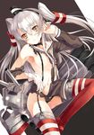  amatsukaze_(kantai_collection) blush brown_eyes gloves highres kantai_collection long_hair machinery rensouhou-kun silver_hair solo torn_clothes two_side_up xephonia 