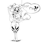  ! &lt;3 &lt;3_eyes ? anthro arachnid arthropod black_and_white blush clothing dialogue dress english_text fangs female hair_bow money monochrome monster muffet multi_limb multiple_eyes open_mouth sack solo_focus speech_bubble spider standing text undertale 