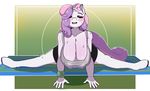  2015 aged_up anthro anthrofied arnachy big_breasts breasts cleavage clothed clothing equine erect_nipples eyes_closed female friendship_is_magic hair horn huge_breasts mammal multicolored_hair my_little_pony nipples solo sweat sweetie_belle_(mlp) two_tone_hair unicorn yoga 
