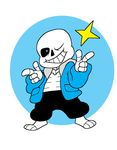  bone clothing jacket looking_at_viewer male one_eye_closed pointing praiz sans_(undertale) skeleton smile solo undertale wink 