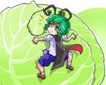  antennae cape eating green_eyes green_hair lettuce minigirl shinapuu short_hair shorts solo touhou wriggle_nightbug 