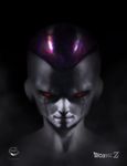  blurry closed_mouth copyright_name dragon_ball dragon_ball_z edgar_gomez face frieza logo portrait realistic red_eyes smile solo watermark 