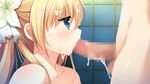  1boy 1girl asasaka_meguri blonde_hair blue_eyes blush censored cum facial fellatio game_cg ikegami_akane imouto_no_okage_de_mote_sugite_yabai nude oral tagme 