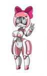  big_breasts bit-small blush bow breasts cute female hair looking_at_viewer machine nipple_pasties pasties pussy robot short_hair simple_background solo wide_hips 