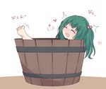 barefoot blush bucket closed_eyes drooling green_hair hair_bobbles hair_ornament heart in_bucket in_container kisume mickeysmith nose_blush open_mouth saliva sexually_suggestive simple_background solo sweat symbol-shaped_pupils touhou trembling twintails wavy_mouth white_background wooden_bucket 