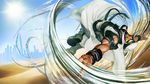  arabian_clothes beard belt brown_eyes dark_skin dark_skinned_male desert facial_hair goatee harness highres keffiyeh mustache official_art rashid_(street_fighter) sand scouter shoes skyline sneakers street_fighter street_fighter_v wind wristband 