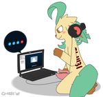  2015 anthro blush c1-11131 canine chibi_leafeon cum eeveelution erection hemipenes leafeon male mammal masturbation multi_penis nintendo penis pok&eacute;mon simple_background skype video_games 