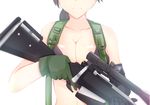 bad_id bad_pixiv_id breasts cleavage front-tie_bikini front-tie_top gloves gun head_out_of_frame kowaremashita large_breasts metal_gear_(series) metal_gear_solid_v quiet_(metal_gear) rifle sniper_rifle solo weapon 