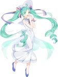  aqua_eyes aqua_hair artist_name bad_id bad_twitter_id dress hair_ribbon hat hatsune_miku highres long_hair looking_at_viewer marin_(myuy_3) open_mouth ribbon smile solo sun_hat sundress twintails very_long_hair vocaloid white_dress 