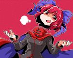  bow cape disembodied_head hair_bow long_sleeves open_mouth red_eyes red_hair sekibanki shinapuu shirt short_hair shrug skirt smile solo touhou 