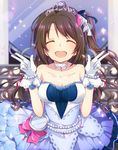  :d ^_^ bad_id bad_pixiv_id bead_bracelet beads bracelet brown_hair closed_eyes dress gloves idolmaster idolmaster_cinderella_girls idolmaster_cinderella_girls_starlight_stage jewelry long_hair one_side_up open_mouth pocket_watch shimamura_uzuki smile solo starry_sky_bright sxupxdxxy tiara watch white_gloves 