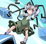  animal_ears capelet grey_hair jewelry mouse_ears mouse_tail nazrin pendant red_eyes shinapuu short_hair smile solo tail touhou 