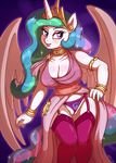  2015 anthro anthrofied cleavage clothed clothing equine female friendship_is_magic hair horn legwear long_hair mammal multicolored_hair my_little_pony navel panties princess_celestia_(mlp) pussy smile solo sorcerushorserus stockings underwear winged_unicorn wings 