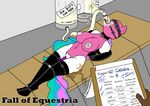  areola bdsm blindfold bondage bound breasts clipboard clothing collar cum cum_drinking cum_feeding cum_in_mouth cum_inside cutie_mark dialogue drinking dripping elbow_gloves english_text equine fall_of_equestria female forced friendship_is_magic gag gloves horn legwear lying mammal my_little_pony nipples paper ponkpank princess_celestia_(mlp) pussy pussy_juice rape ring_gag rubber severed_horn sex_toy slave stockings sweat table text vibrator winged_unicorn wings 
